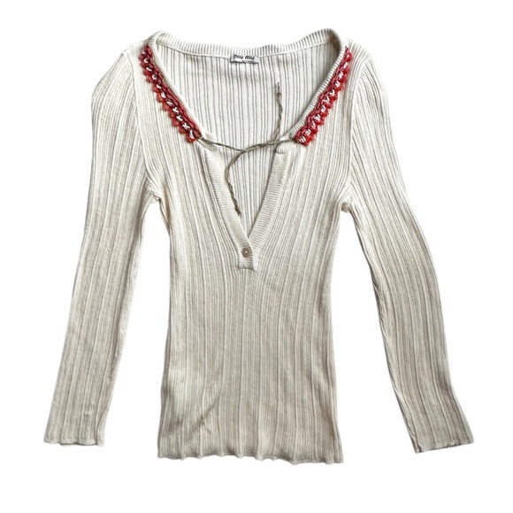 Miu Miu Sweaters - Miu Miu Beaded Sweater